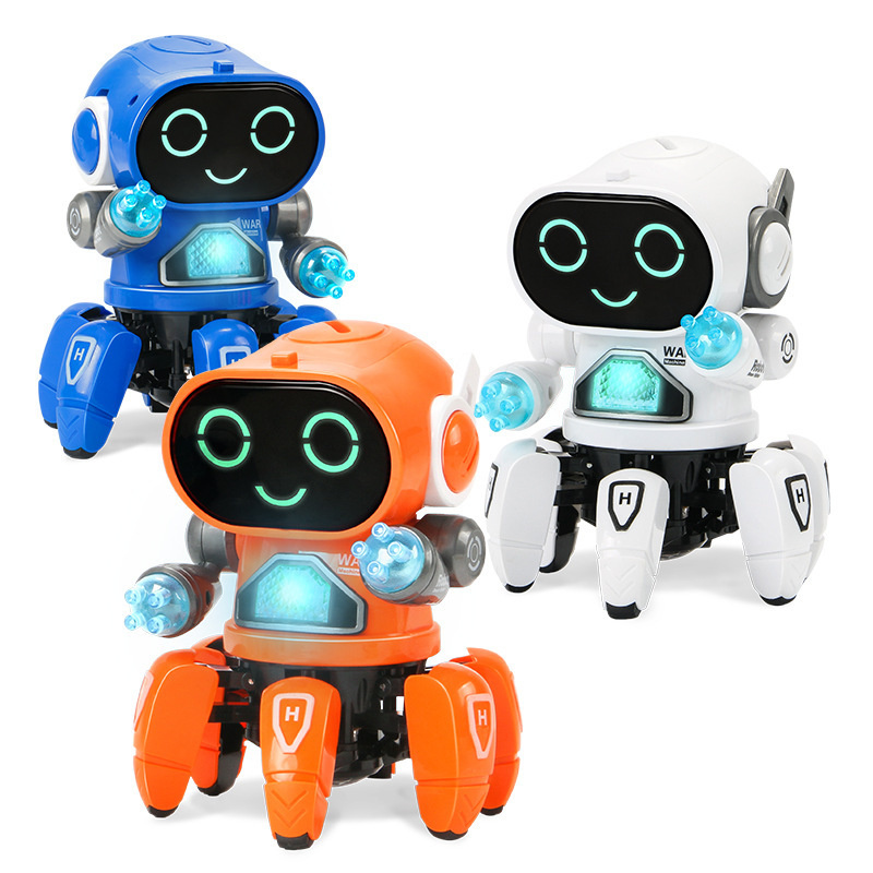 새로운 6 발톱 로봇 댄스 음악 낙지 거미 로봇 차량 생일 선물 완구 어린이 어린이 조기 교육 아기 장난감 소년 소녀